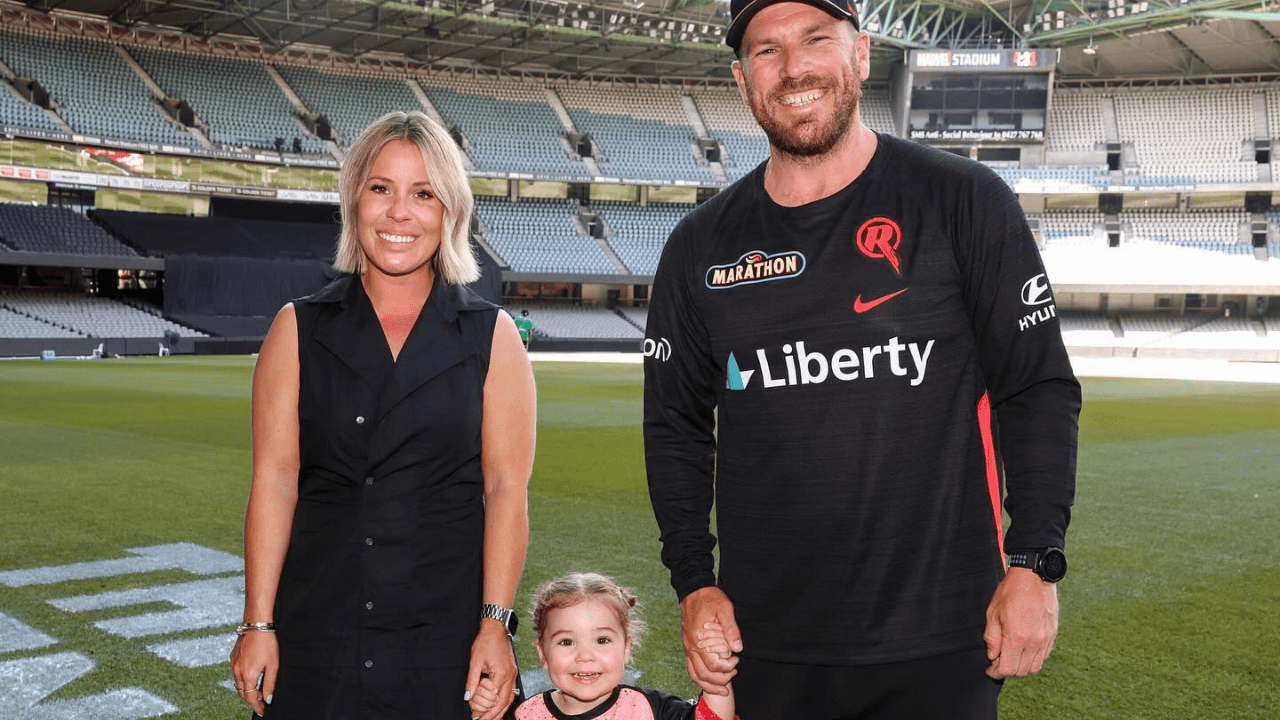 Aaron Finch with his wife Amy Griffith