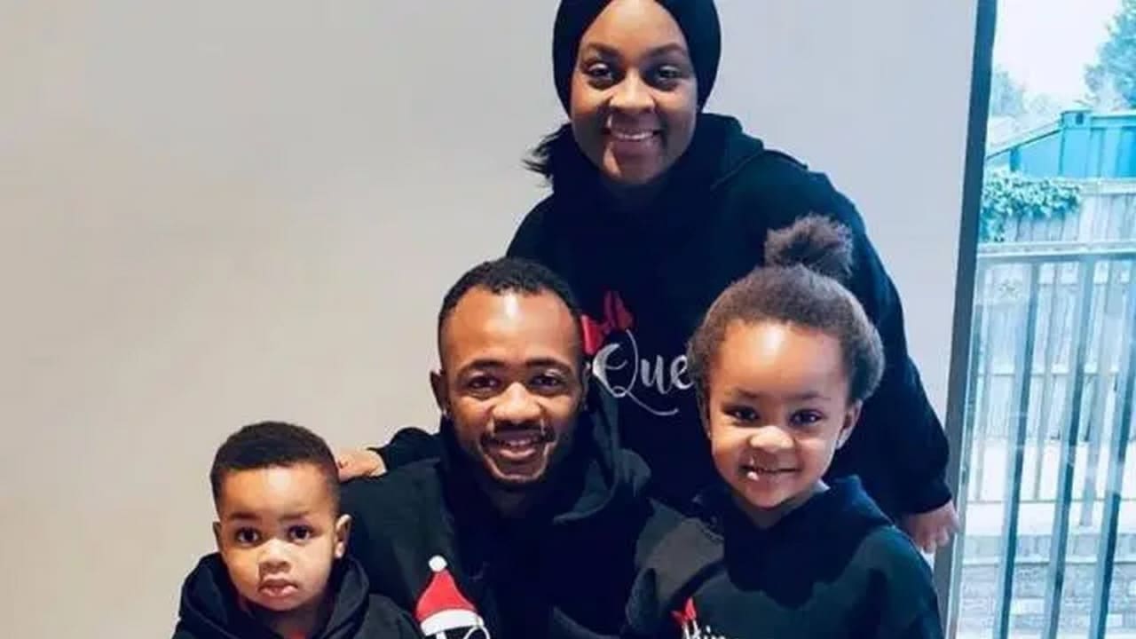 Jordan Ayew with his wife Denise Acquah and children