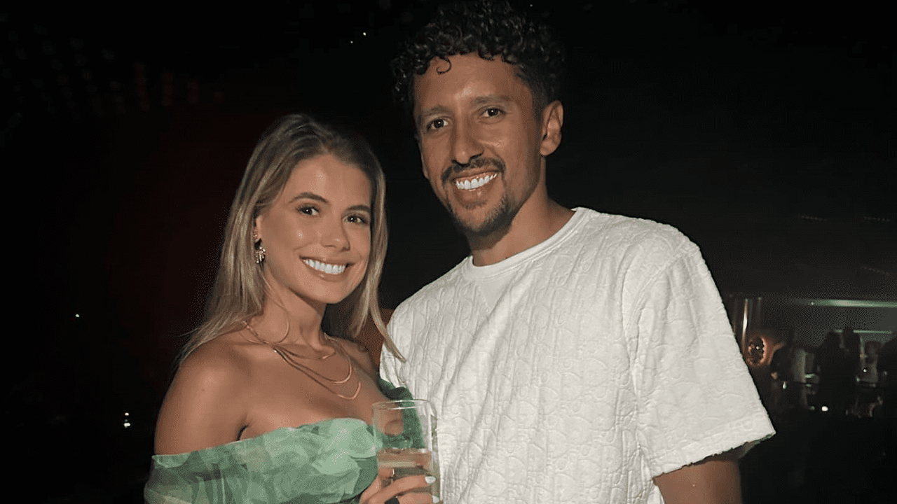 Marquinhos with his wife Carol Cabrino