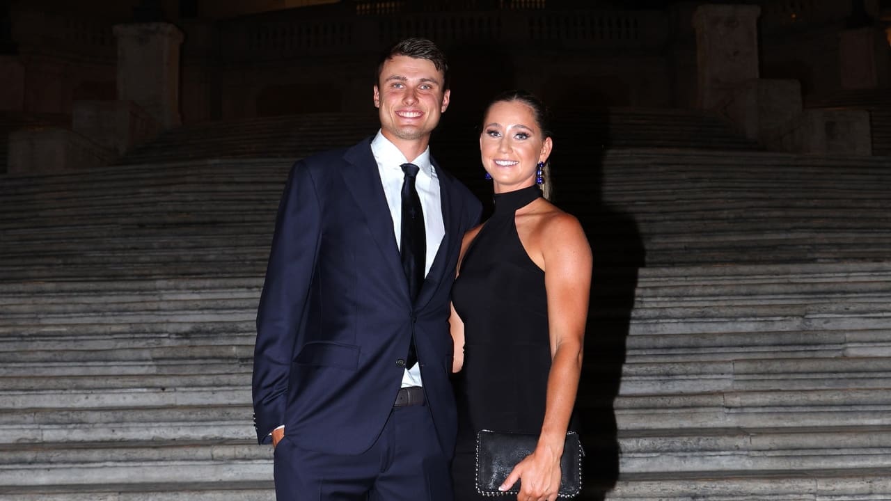 Ludvig Aberg with his girlfriend Olivia Peet