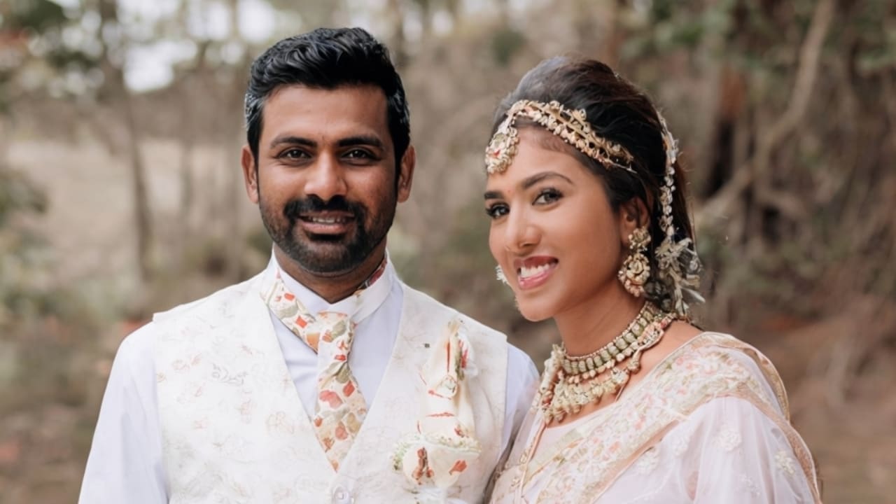 Anirban Lahiri with his wife Ipsa Jamwal Lahiri