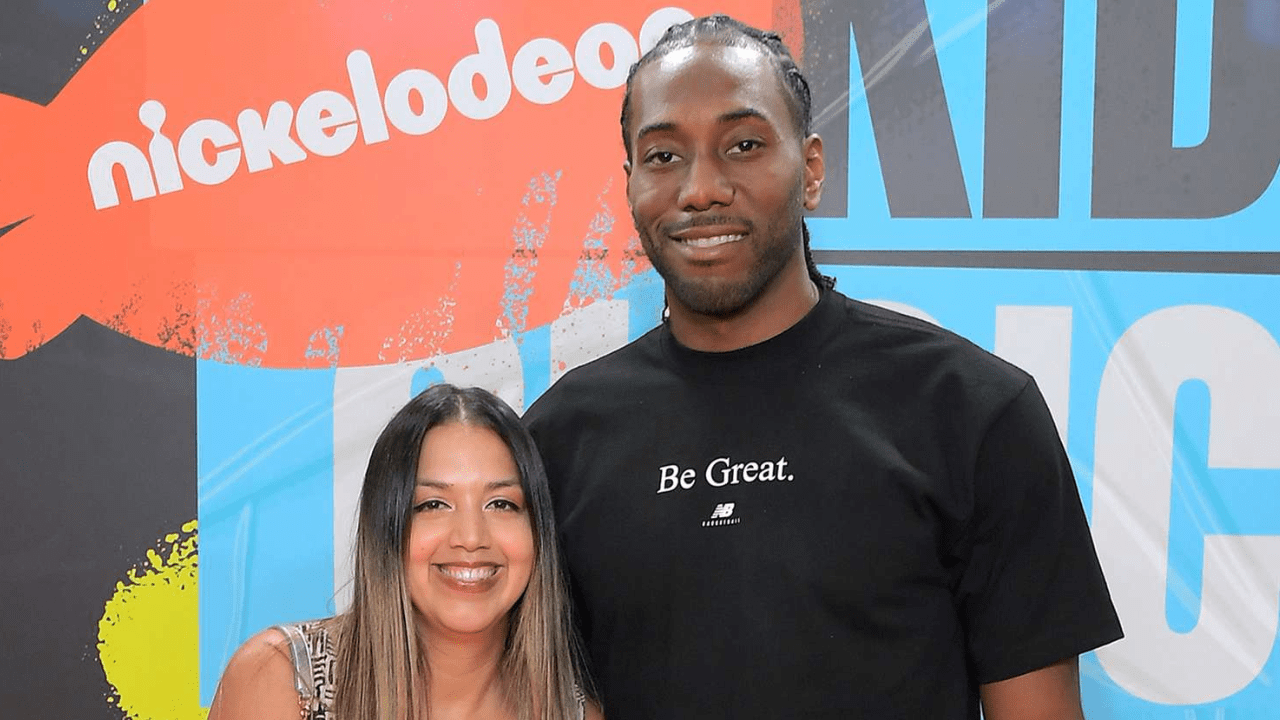 Kawhi Leonard with his girlfriend Kishele Shipley