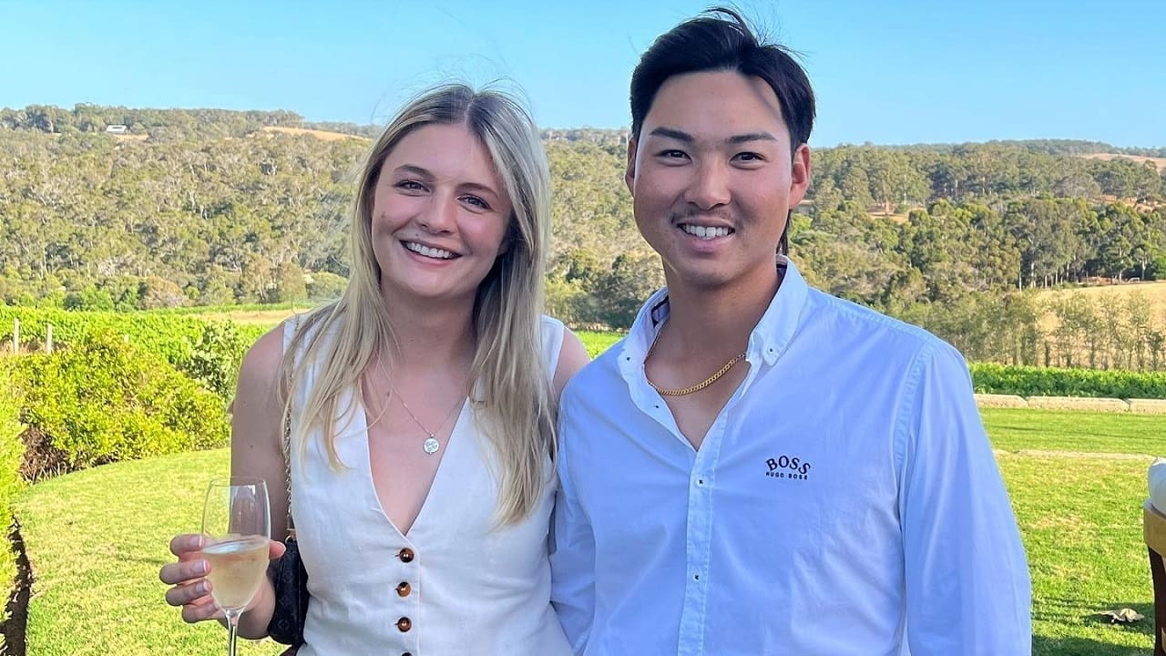 Min Woo Lee with his girlfriend Gracie Drennan