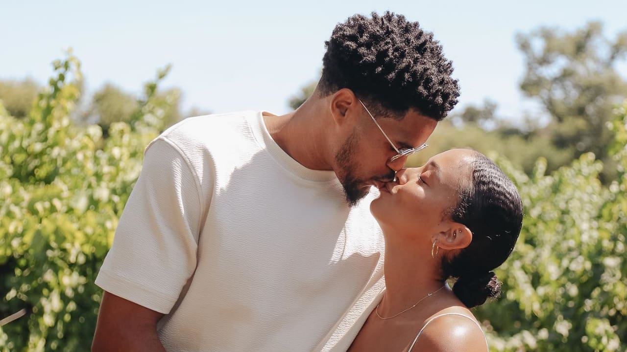 Tobias Harris with his wife Jasmine Winton