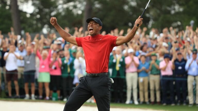 Tiger Woods Roaring After Winning The Masters