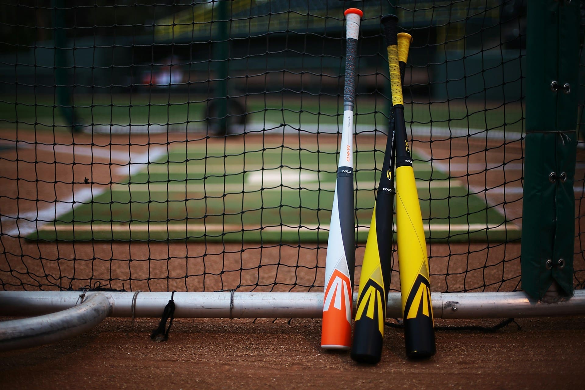 a group of yellow and black poles a group of yellow and black poles